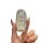 A hand holds a sleek, silver ford key cover designed for focus, ecosport, and mondeo models, featuring a premium leather text...