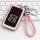 Rose-gold dongfeng renault key cover for koleos, captur & espace, featuring a braided pink strap and sleek design, displayed ...
