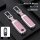 Pink and silver mazda key cover for cx-3/cx-5/cx-9, axela/atenza/flair, featuring a metal buckle style and cherry blossom des...