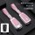 Pink and silver chevrolet cruze key cover with metal buckle, featuring a cherry blossom design and protective leather fob for...