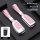Pink and silver nissan sylphy key cover with wrist strap, featuring soft pu leather design for women, model f compatible.