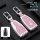 Model c red flag key cover for hongqi hs5/hs7 (2021–2022) featuring a pink cherry blossom design with metal buckle, showcasin...