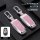 Silver and cherry blossom pink ford key cover for focus, mondeo, escape & explorer – metal buckle style with protective desig...