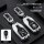 Elegant maserati leather key cover for levante & ghibli, featuring a sleek silver and deep space black design with a metal bu...
