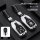 Silver deep space black maserati key cover for levante & ghibli, featuring a sleek metal buckle design and protective leather...