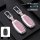 2022 hyundai elantra key cover in silver and cherry blossom pink, featuring a modern j-style metal buckle design, compatible ...