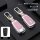 Model c chevrolet key cover in silver and cherry blossom pink, featuring a metal buckle design, compatible with cruze, malibu...