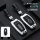 Silver and black lincoln key cover for z, aviator, navigator, and more, featuring a wrist strap design and sleek metal finish...