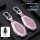 Chery jetour x70 plus key cover star pro in pink and silver, featuring a sleek metal buckle design, shown before and after ap...