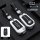 Peugeot key cover for 308, 408, 3008 & 508 – premium silver and deep space black leather key fob case with wristband design