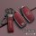 Elegant red leather nissan key cover for altima, sentra, and x-trail, featuring a sleek design with embossed branding and a d...
