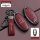 Red nissan key cover with leather strap, featuring a sleek design and metal accents, compatible with sylphy, x-trail, and tea...