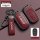Red leather honda key cover with gunmetal accents, featuring a customizable logo strap and secure fit for cr-v, civic 11th, a...
