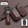 Elegant brown leather and gunmetal honda key cover set, featuring customizable logo branding, designed to fit civic, accord, ...