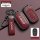 Red leather and gunmetal honda key cover with logo text, featuring a matching strap, designed for civic, accord, cr-v, and co...