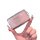 A hand holds a pink, glittery renault koleos key cover designed for 2022 models, featuring a sleek metallic frame and button ...