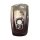 Leather bmw key cover for 1/3/5/7 series, featuring a sleek design with four buttons for locking, unlocking, trunk release, a...