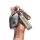 A hand holds a sleek roewe rx5 key cover, featuring a metallic finish and leather strap with the roewe logo, designed as a pr...