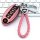 Elegant pink leather key cover for infiniti q50l 2021, featuring a braided strap and sleek design, perfect for protecting you...