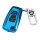 Blue dongfeng tianlong kx key cover with sleek design, featuring lock and unlock buttons, and a silver keychain attachment.