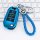 Blue citroën key cover with braided blue leather keychain, designed for c3 xr, c4 cactus, c5 aircross, and more, displayed on...