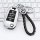 Elegant citroën key cover for c3 xr, c4 cactus, c5 aircross, featuring a sleek silver design with a braided leather keychain,...