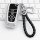 Elegant ford key cover for focus, mondeo, edge & explorer, featuring a sleek design with a braided leather keychain and prote...