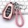 Rose-gold jetour x70 key cover with braided pink leather strap, featuring a sleek design and functional buttons, displayed on...