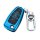 Blue ford key cover for focus, mondeo, edge & explorer, featuring a sleek design with three buttons and a silver keychain att...