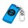 Blue chery tiggo 7 key cover with premium leather design, featuring a sleek carabiner and three-button functionality for secu...