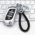 Ds master car key cover for peugeot, vw, wuling: sleek silver design with black buttons and braided leather keychain, display...