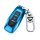 Blue ford key cover for focus, mondeo, edge & explorer, featuring a sleek design with three buttons and a metallic keychain.