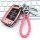 Elegant pink vw golf key cover with braided leather keychain, designed for passat, tiguan l, teramont, and more, featuring sl...