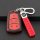 Red and black cadillac xt5 key cover with braided strap, designed for xt4, xt6, ats-l, cts, and ct6 models, featuring a sleek...