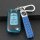 Blue leather key cover for buick excelle, encore, lacrosse & gl8, featuring a braided strap and secure carabiner.