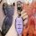 A hand holds a sleek, purple benteng t77 pro key cover with a metallic finish and three buttons, set against a vibrant backgr...