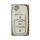 Premium leather skoda key cover for octavia, superb, and rapid, featuring a sleek white design with lock, unlock, and trunk b...